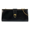 Gucci Vintage Black Gold Leather Chain Shoulder Bag Pochette