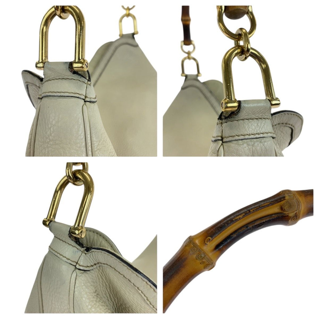 Gucci Bamboo Ivory Gold Leather Shoulder Bag 2-Way — view 6