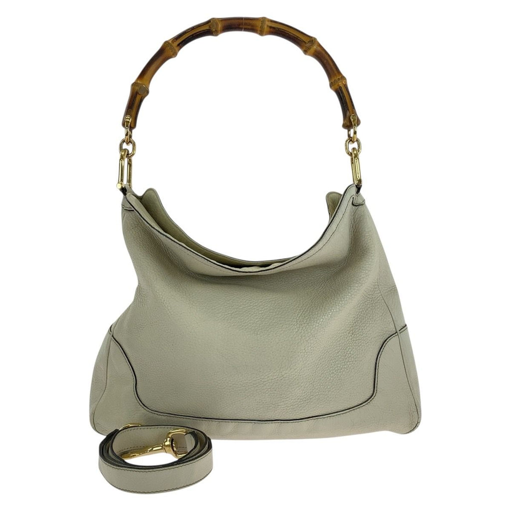 Gucci Bamboo Ivory Gold Leather Shoulder Bag 2-Way — view 2