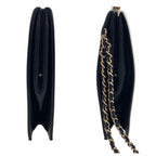 Chanel CC Logo White Black Gold Lambskin Chain Clutch — view 8
