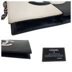 Chanel CC Logo White Black Gold Lambskin Chain Clutch — view 7