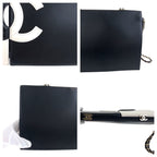 Chanel CC Logo White Black Gold Lambskin Chain Clutch — view 6