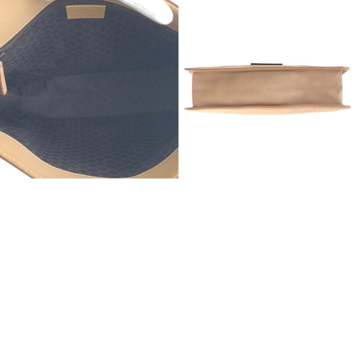 Gucci Beige Gold Leather Shoulder Bag Pochette — view 9