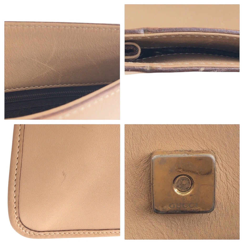 Gucci Beige Gold Leather Shoulder Bag Pochette — view 5
