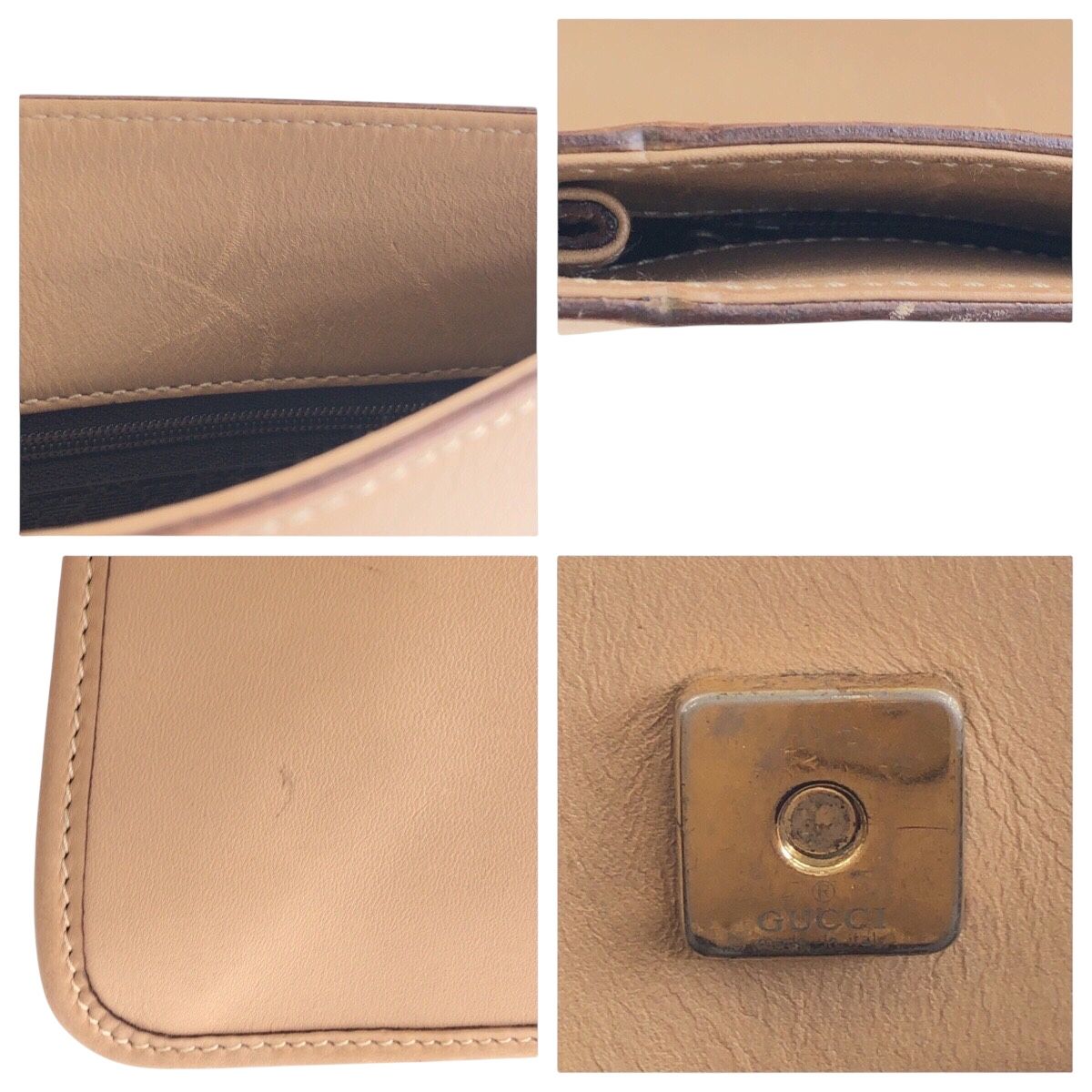 Gucci Beige Gold Leather Shoulder Bag Pochette — view 5