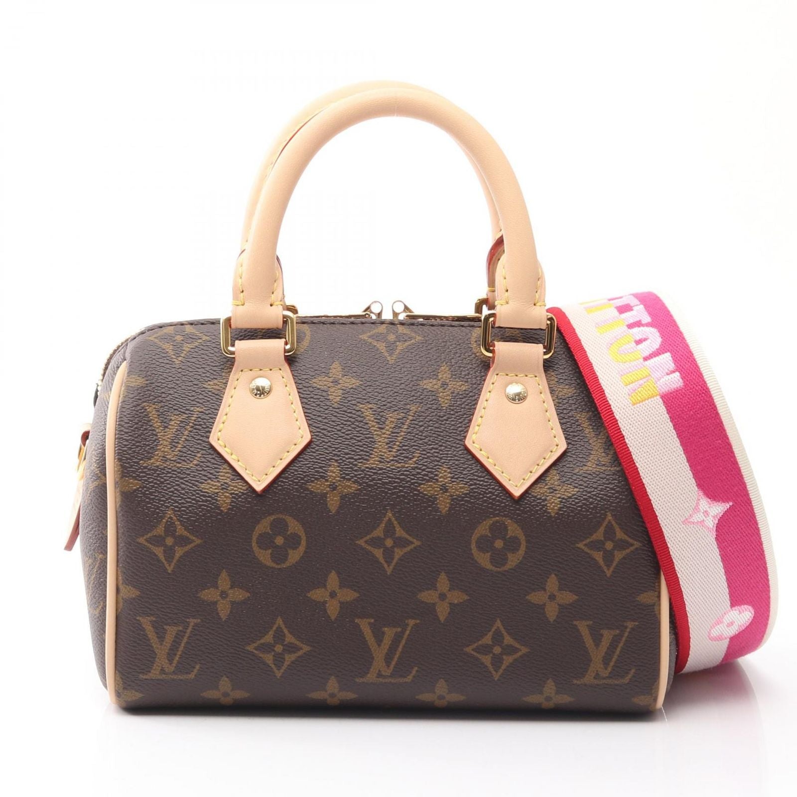 Louis Vuitton Handbag Speedy Bandouliere 20 Monogram Fuchsia Canvas Leather