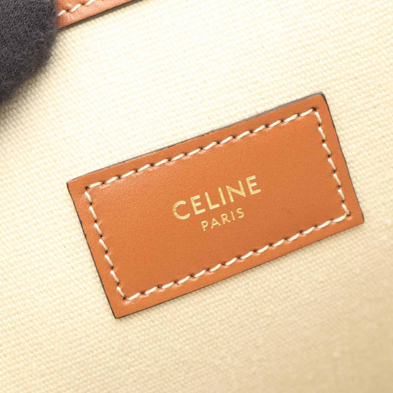 Celine Tote Museum Triomphe Cream Brown Canvas Leather — view 4