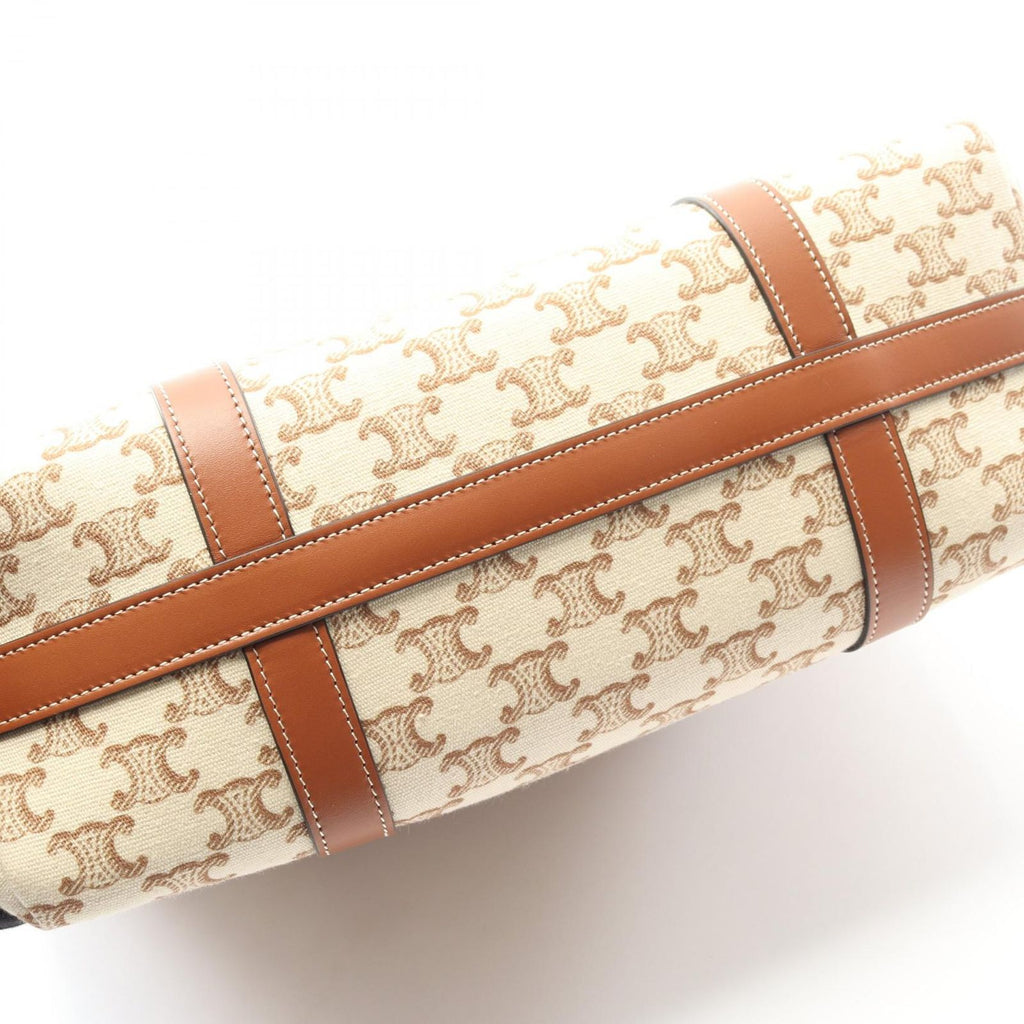 Celine Tote Museum Triomphe Cream Brown Canvas Leather — view 8