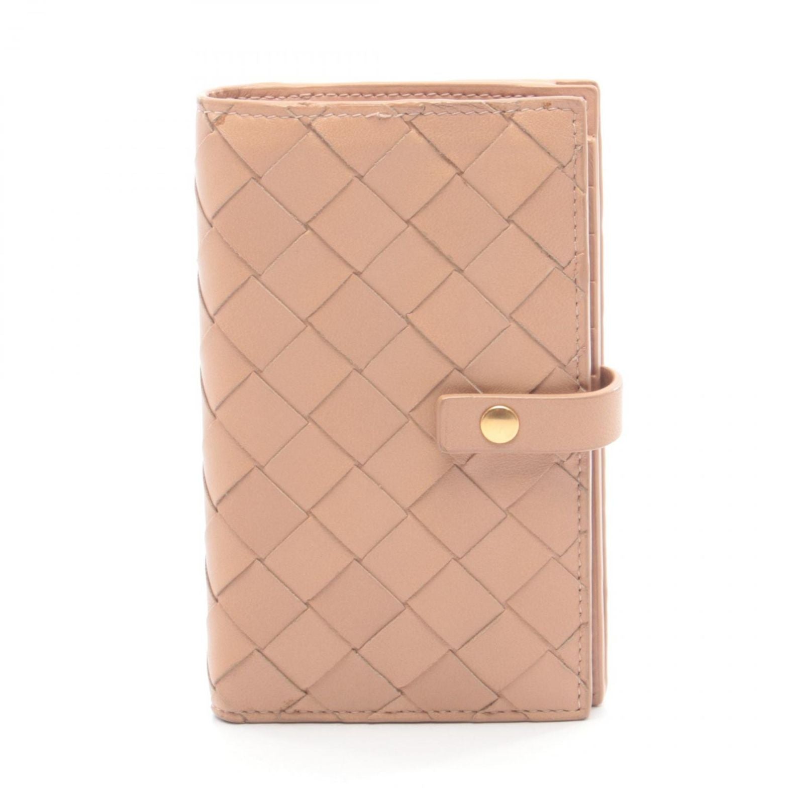 Bottega Veneta Bifold Wallet Intrecciato Beige Leather