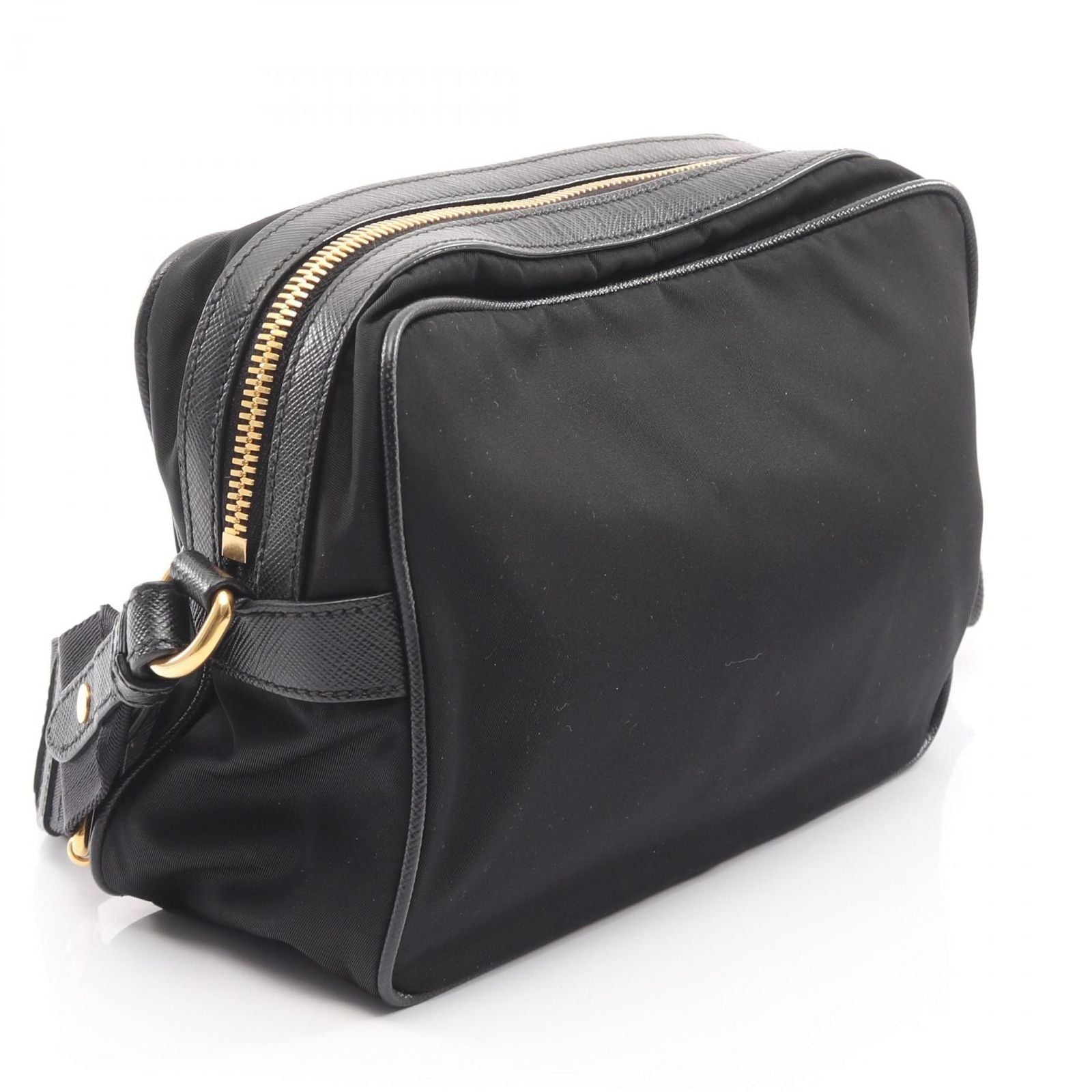 Prada Shoulder Bag Black Nylon Saffiano Leather — view 2