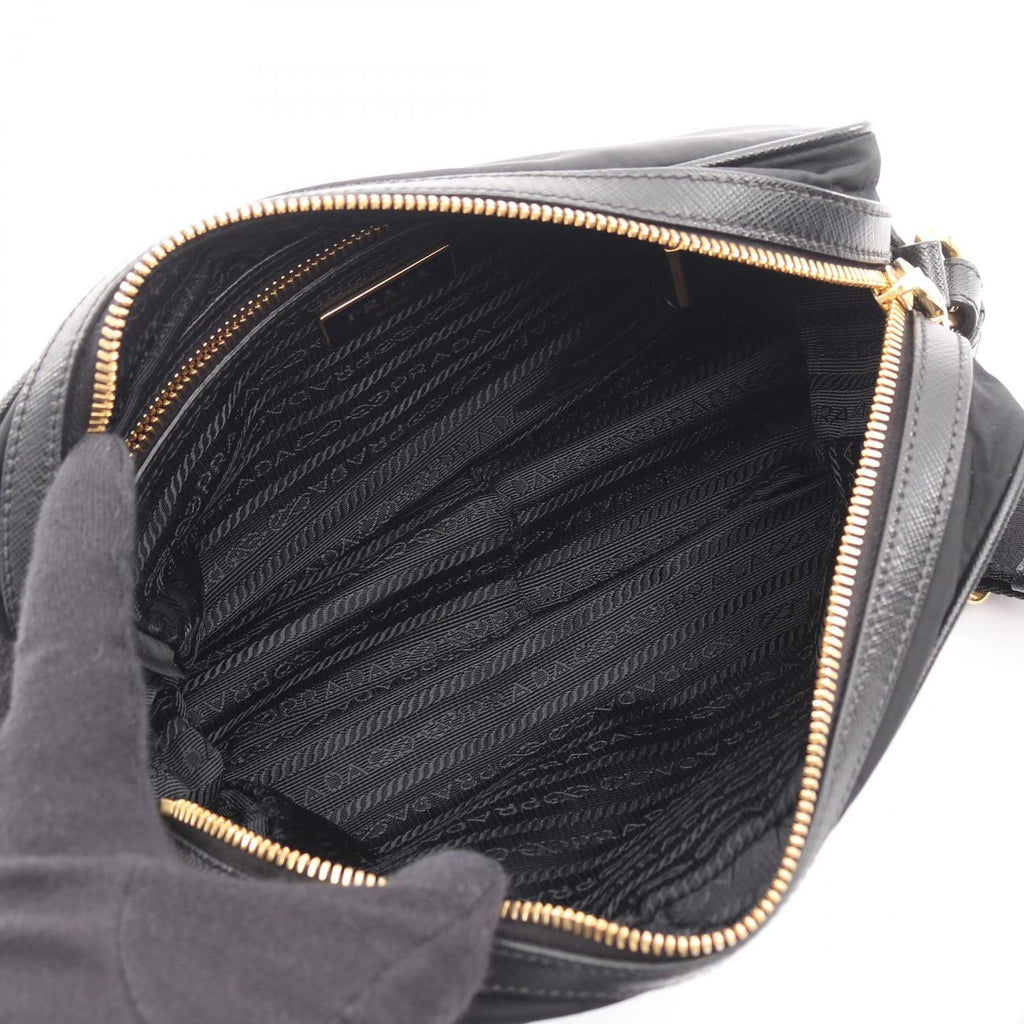 Prada Shoulder Bag Black Nylon Saffiano Leather — view 3