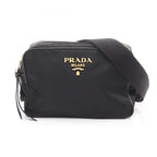 Prada Shoulder Bag Black Nylon Saffiano Leather