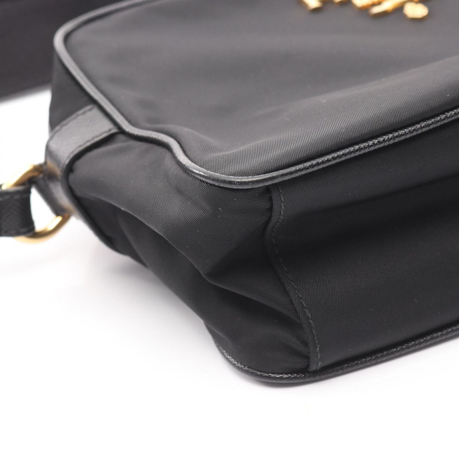 Prada Shoulder Bag Black Nylon Saffiano Leather — view 6