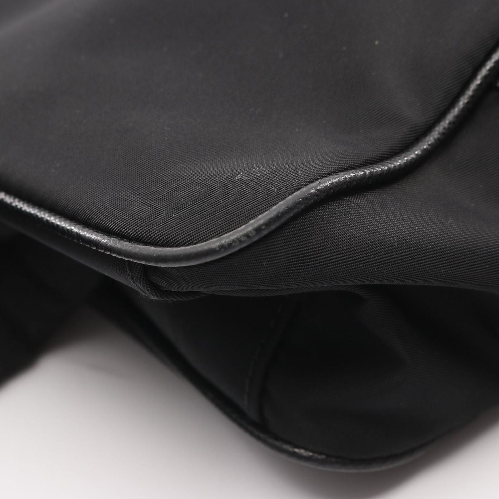 Prada Shoulder Bag Black Nylon Saffiano Leather — view 7