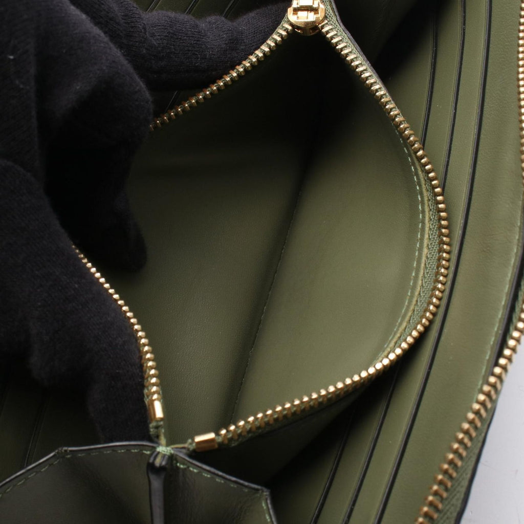 Loewe Round Wallet Repeat Anagram Khaki Green Leather — view 5