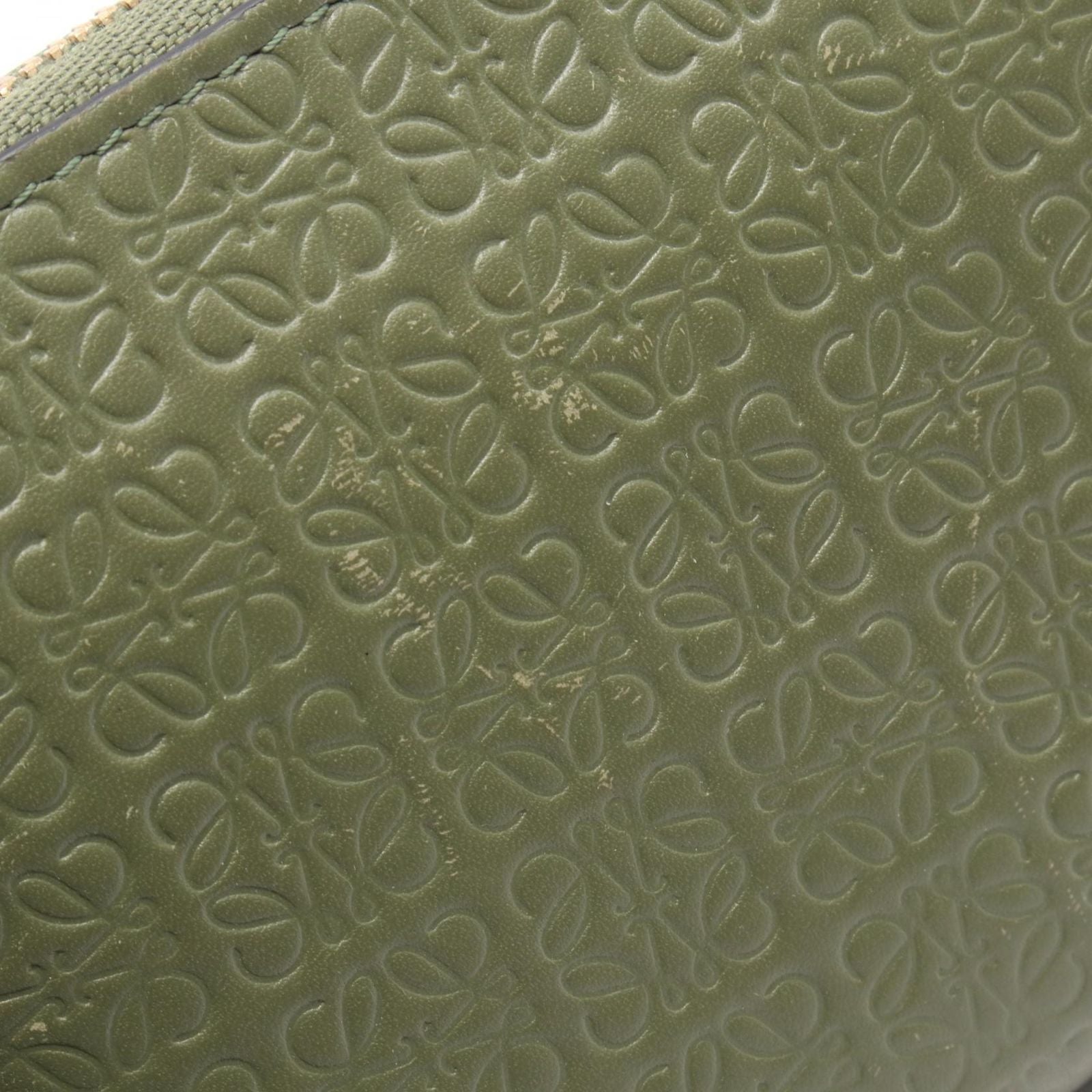 Loewe Round Wallet Repeat Anagram Khaki Green Leather — view 7