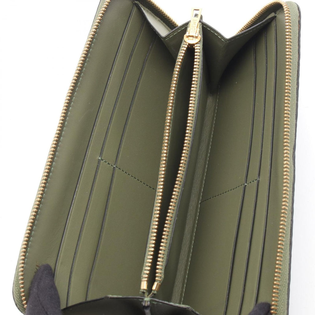 Loewe Round Wallet Repeat Anagram Khaki Green Leather — view 3