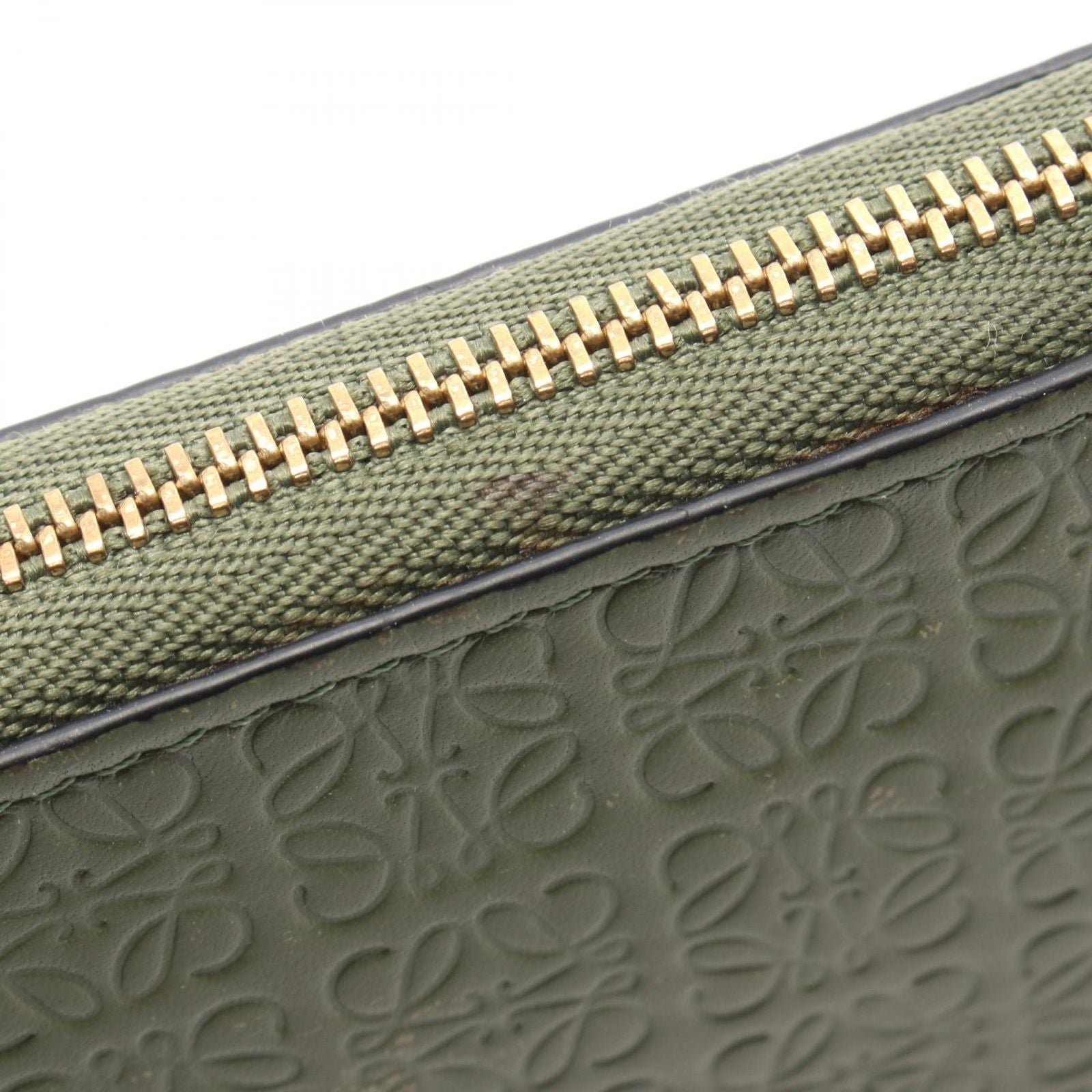 Loewe Round Wallet Repeat Anagram Khaki Green Leather — view 6