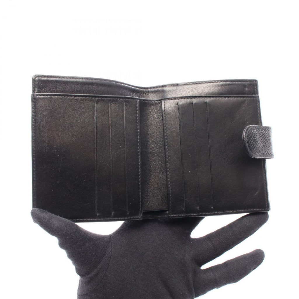Chanel Hook Wallet CC Logo Black Caviar Leather Trifold — view 3