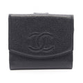 Chanel Hook Wallet CC Logo Black Caviar Leather Trifold