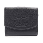 Chanel Hook Wallet CC Logo Black Caviar Leather Trifold