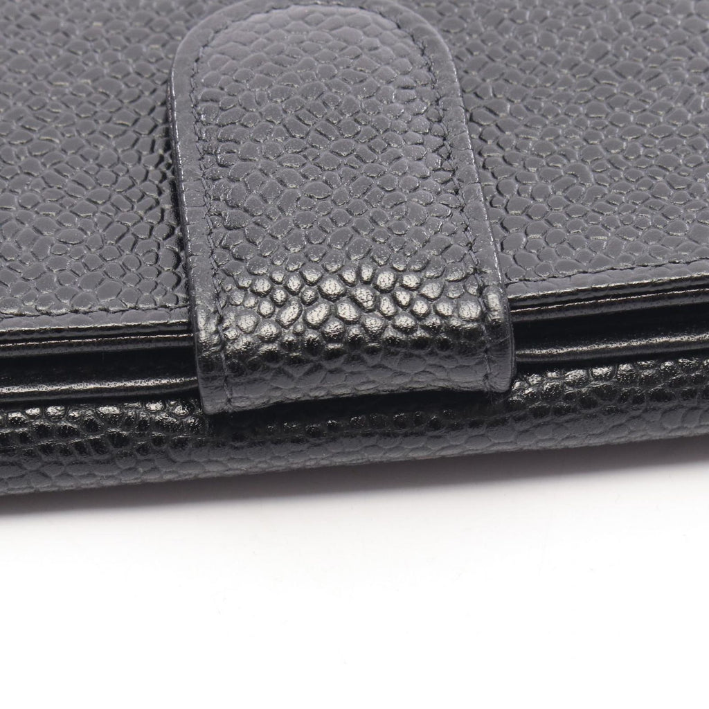 Chanel Hook Wallet CC Logo Black Caviar Leather Trifold — view 8