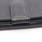 Chanel Hook Wallet CC Logo Black Caviar Leather Trifold — view 8
