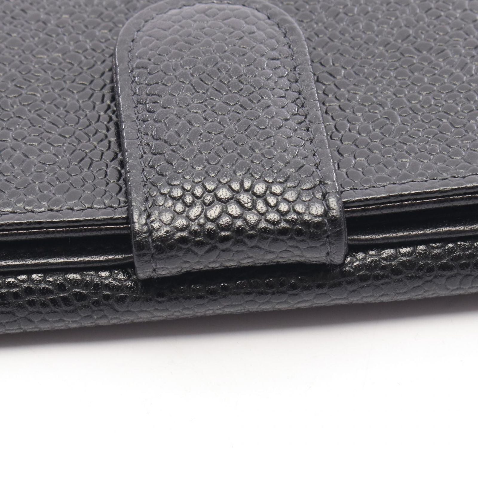 Chanel Hook Wallet CC Logo Black Caviar Leather Trifold — view 8