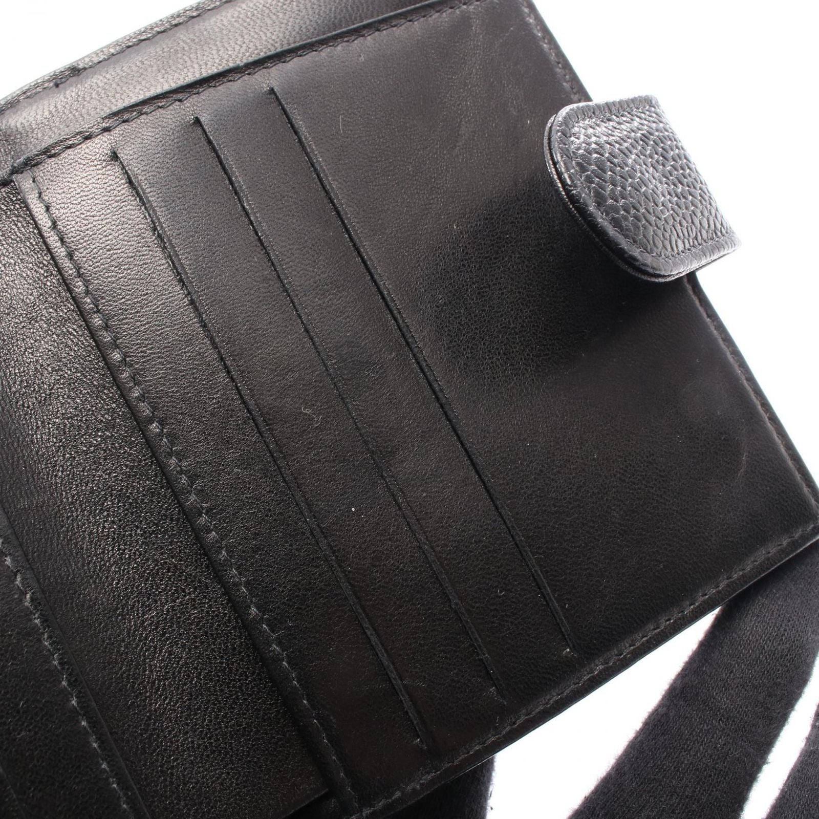 Chanel Hook Wallet CC Logo Black Caviar Leather Trifold — view 7