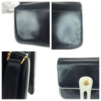 Celine Vintage Navy White Gold Leather Shoulder Bag Pochette — view 5