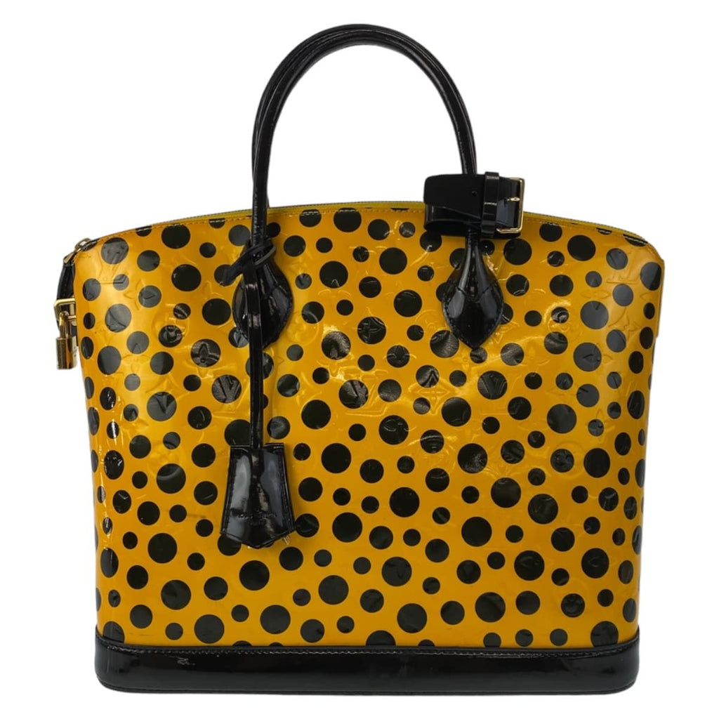 Louis Vuitton Monogram Vernis Lockit Yayoi Kusama Gold Patent Leather Handbag