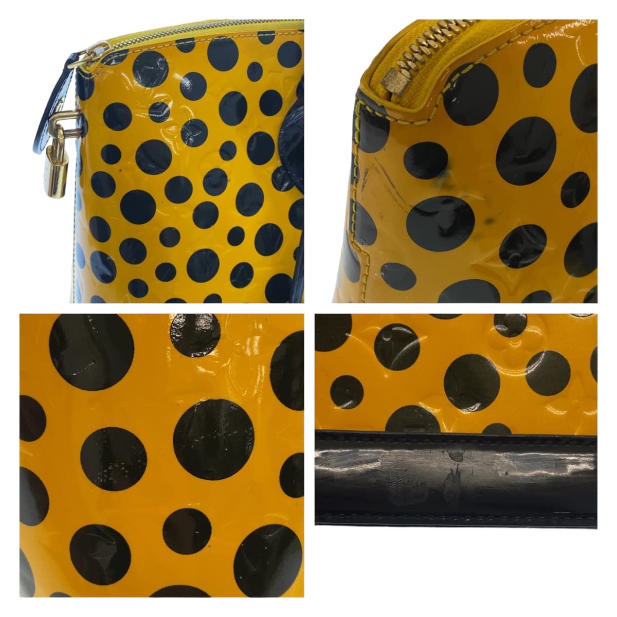 Louis Vuitton Monogram Vernis Lockit Yayoi Kusama Gold Patent Leather Handbag — view 5