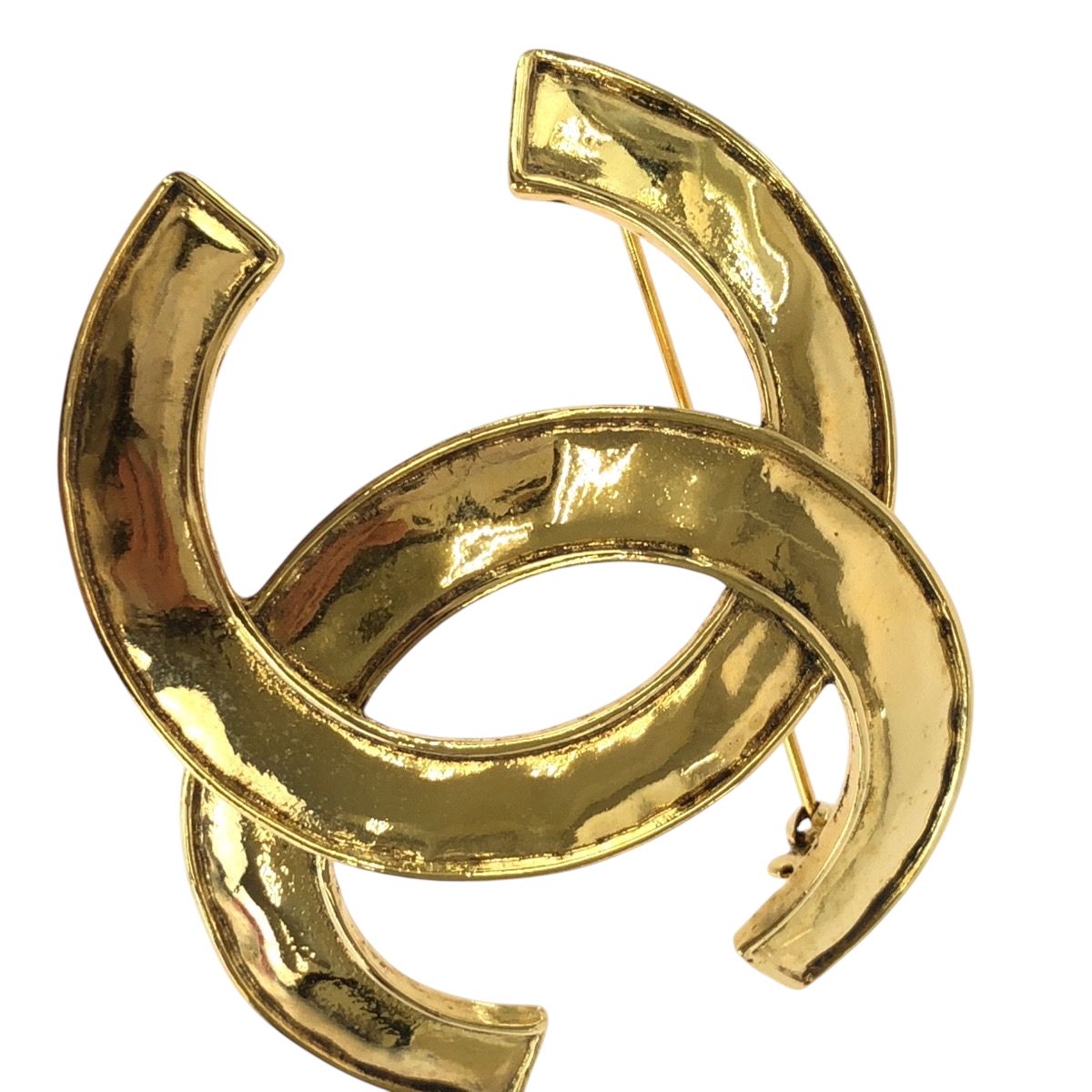 Chanel Vintage Big CC Logo Gold Plated Brooch 94 — view 5