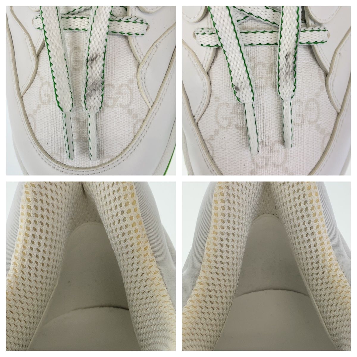 Gucci Basket 12 White Green GG Canvas Leather Sneakers Low Cut Lace — view 7