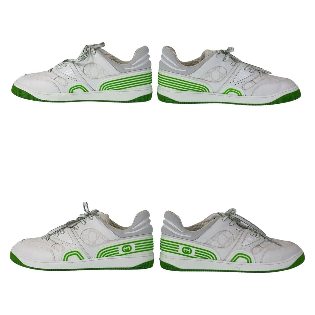 Gucci Basket 12 White Green GG Canvas Leather Sneakers Low Cut Lace — view 6