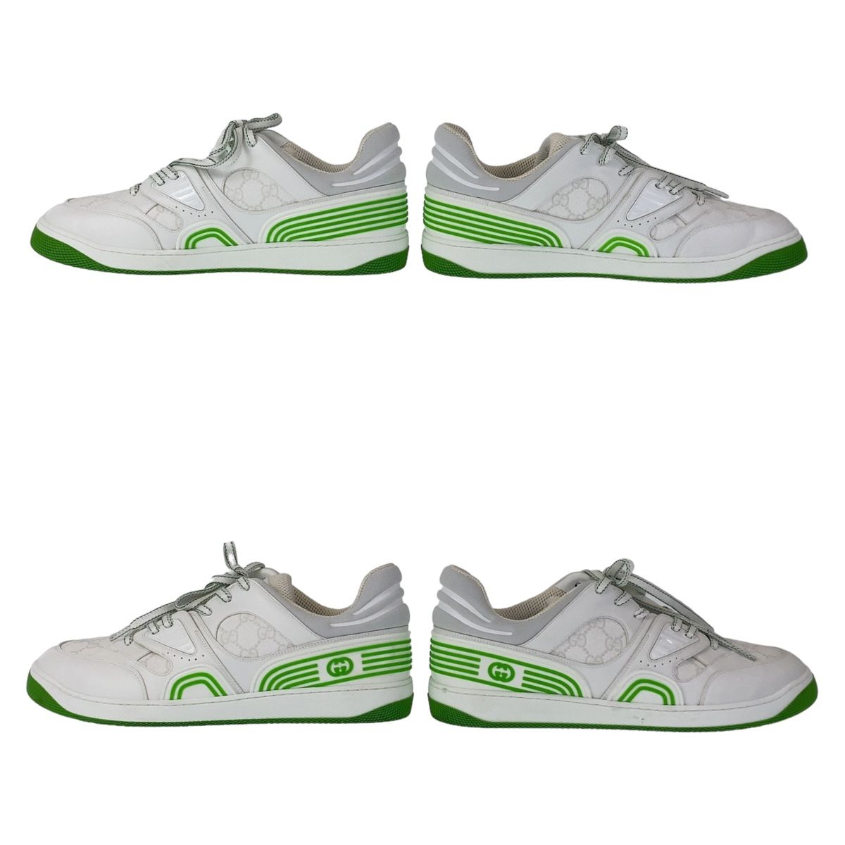 Gucci Basket 12 White Green GG Canvas Leather Sneakers Low Cut Lace — view 6