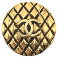 Chanel Vintage Quilted CC Logo Gold Metal Brooch