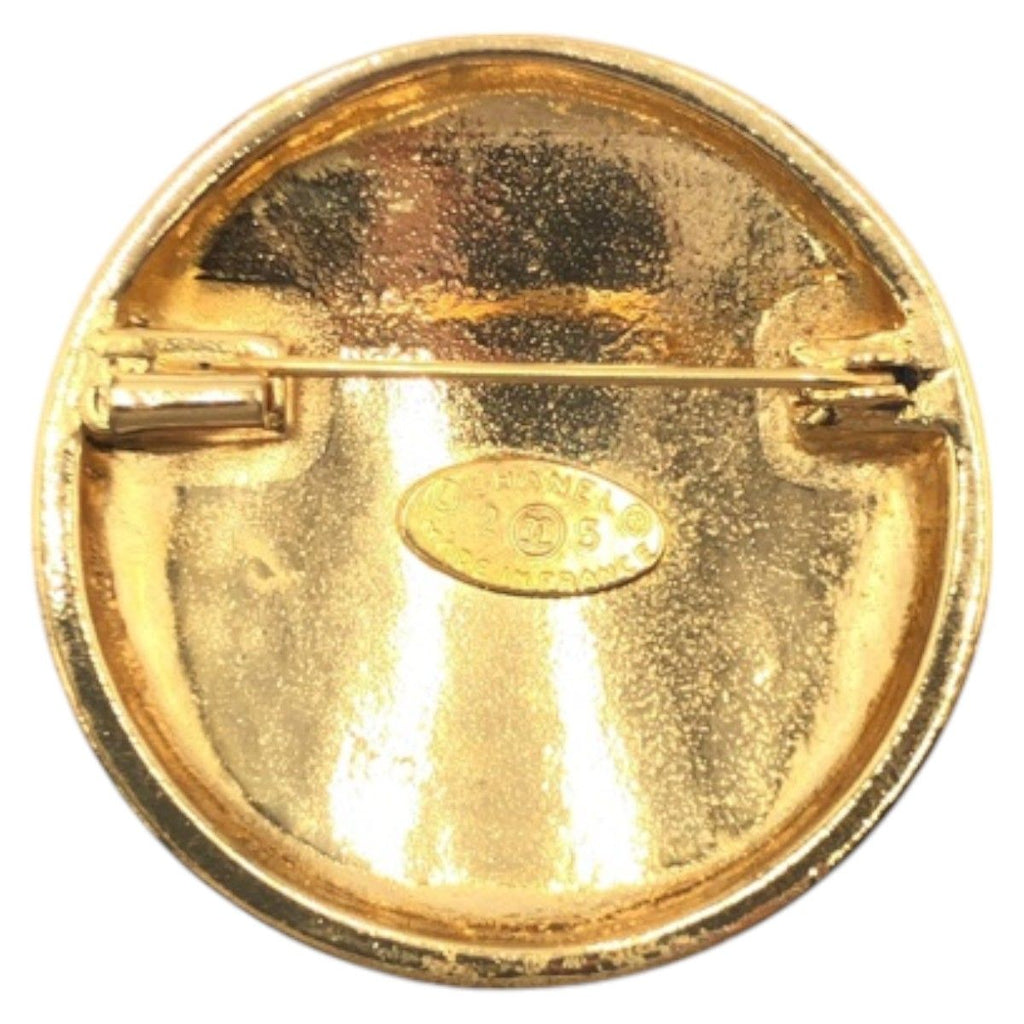 Chanel Vintage Quilted CC Logo Gold Metal Brooch — view 2