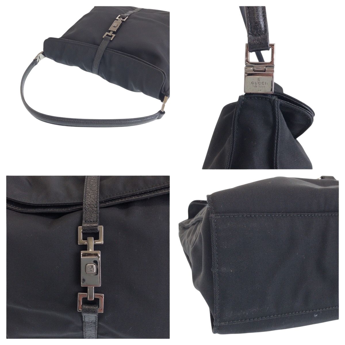 Gucci Jackie Black Silver Nylon 001 Shoulder — view 5