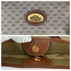 Gucci Vintage Sherry Line Micro GG Brown Supreme Canvas Leather Tote Shoulder — view 5