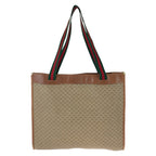 Gucci Vintage Sherry Line Micro GG Brown Supreme Canvas Leather Tote Shoulder — view 2