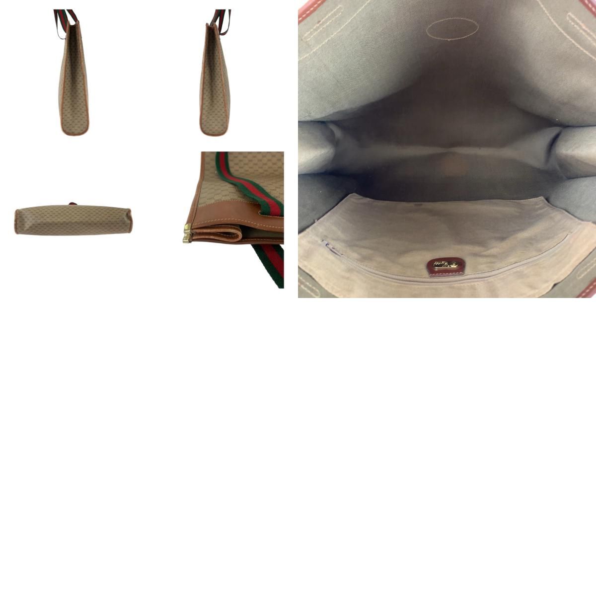Gucci Vintage Sherry Line Micro GG Brown Supreme Canvas Leather Tote Shoulder — view 9