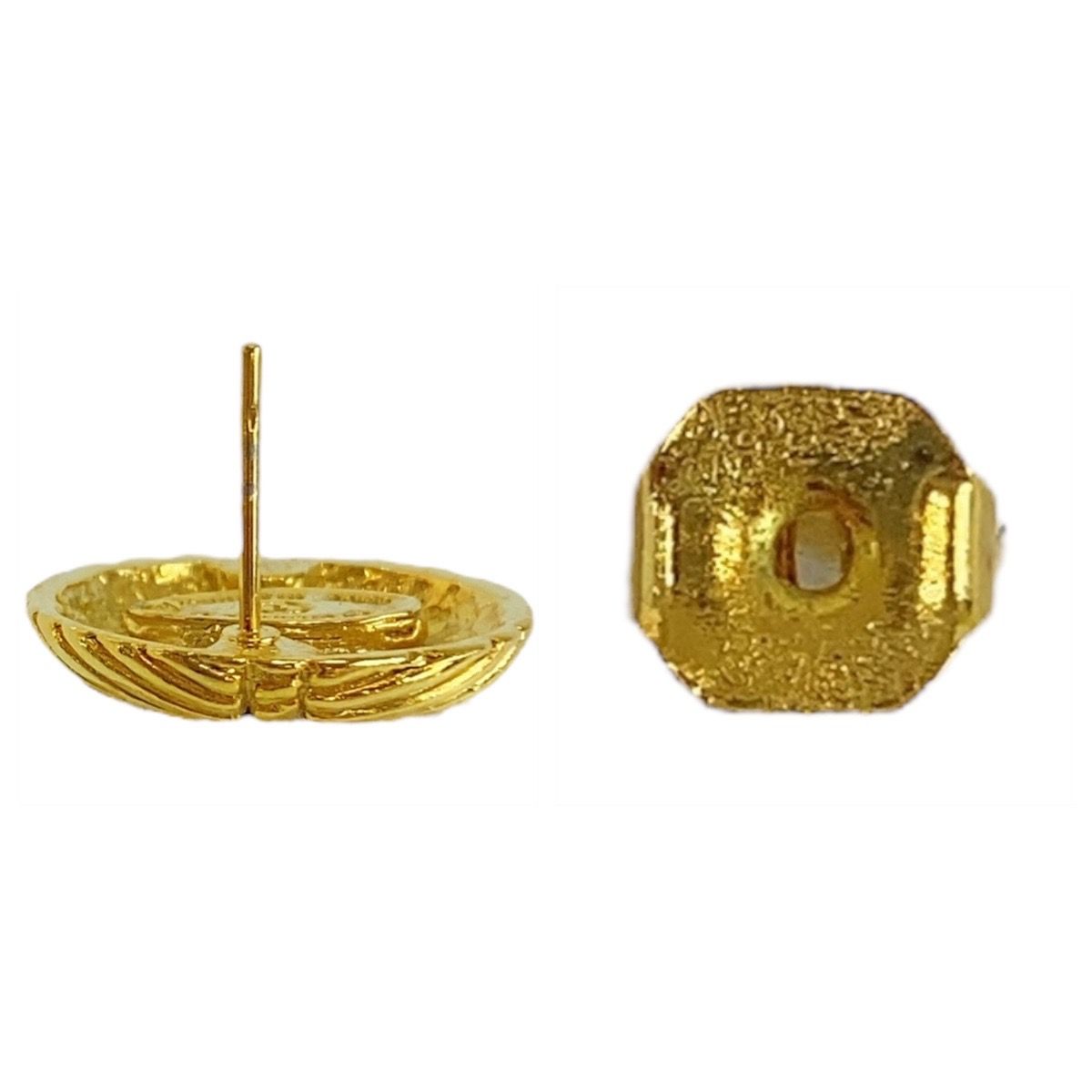 Chanel Vintage CC Logo Gold Black Plated Earrings — view 5