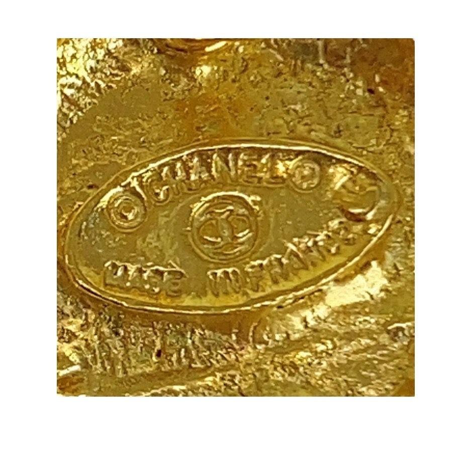 Chanel Vintage CC Logo Gold Black Plated Earrings — view 3