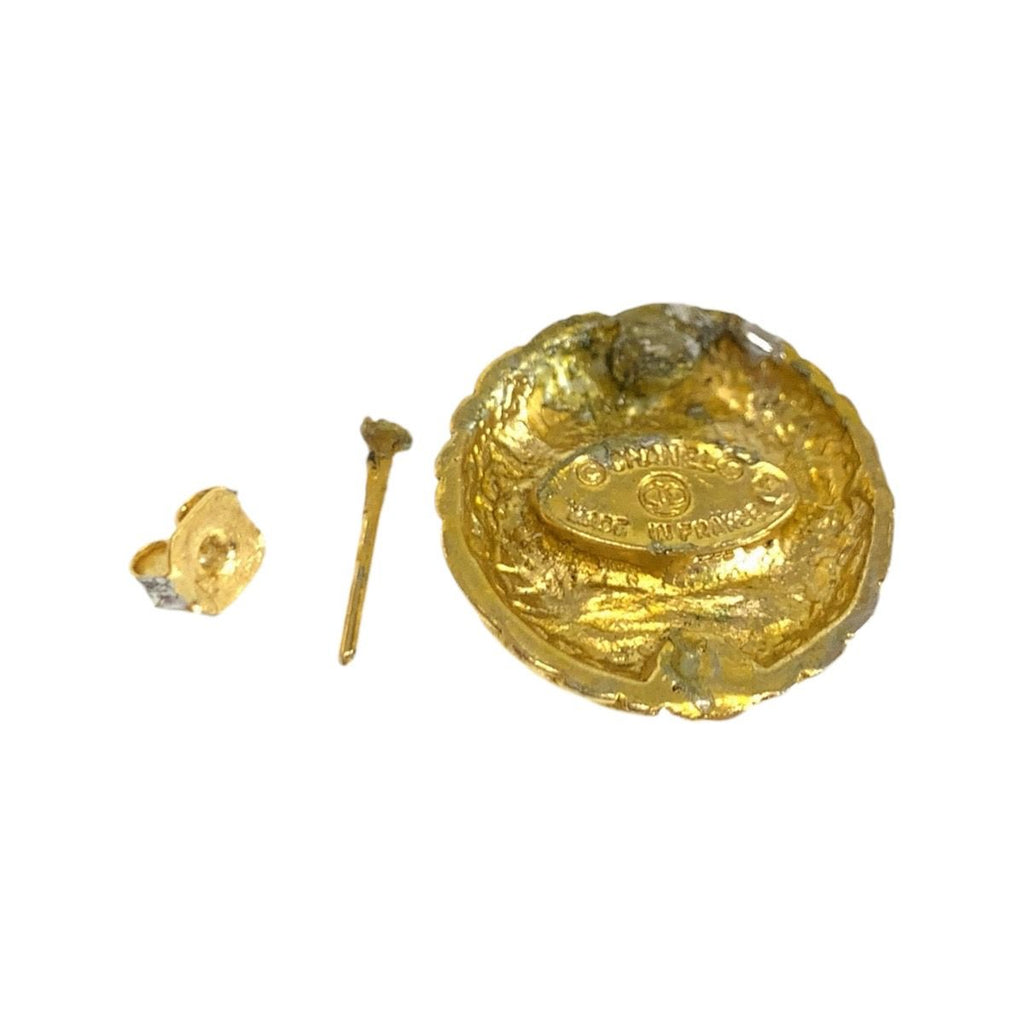 Chanel Vintage CC Logo Gold Black Plated Earrings — view 4