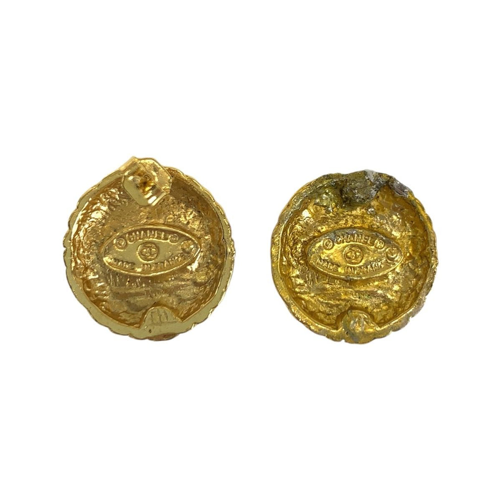 Chanel Vintage CC Logo Gold Black Plated Earrings — view 2