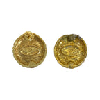 Chanel Vintage CC Logo Gold Black Plated Earrings — view 2