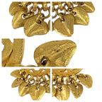 Chanel Vintage CC Logo Stone Gold Red Blue Plated Earrings Swing — view 4