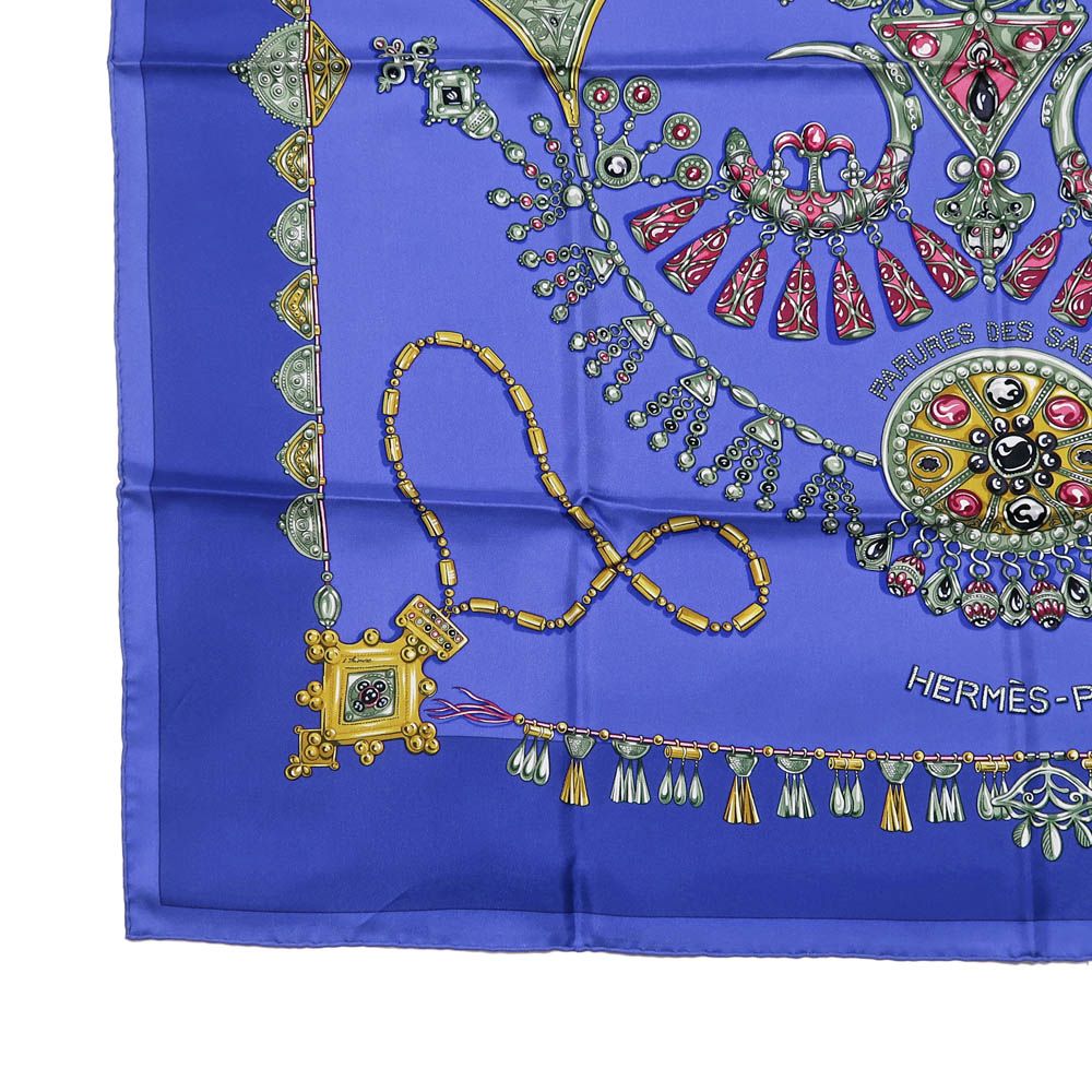 Hermes Carre 90 Scarf Desert Silk 100% Multicolor Blue — view 4