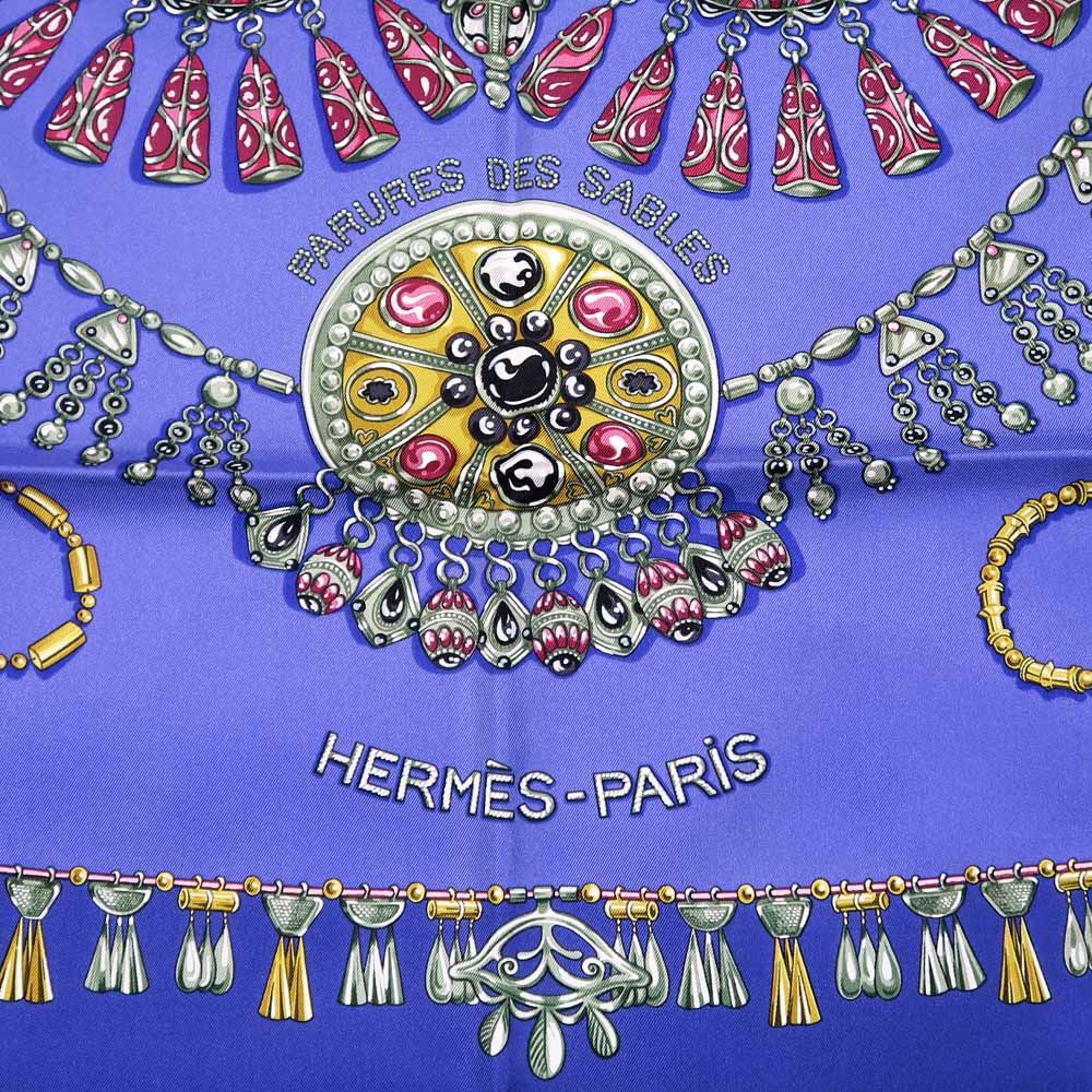Hermes Carre 90 Scarf Desert Silk 100% Multicolor Blue — view 7